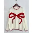 thumbnail image 3 of Women Valentine's Day Sweater Crewneck Bow Tie Printed Lightweight Loose Fall Winter Clothes Long Sleeve Oversized knitted Pullover Sweaters Tops for Women Alsol Lamesa, 3 of 6