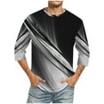 thumbnail image 1 of Blusas y camisas de manga larga con cuello redondo para hombre, blusa informal con cuello redondo y manga corta, blusa estampada de poliéster para hombre., 1 of 2