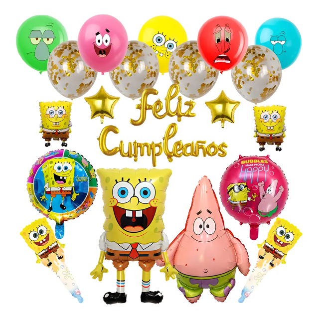 Set De Globos Decorativos Para Fiesta Bob Esponja 20 Piezas Xtellar Mutilcolors