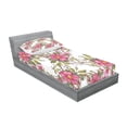 thumbnail image 2 of Ambesonne Flower Fitted Sheet & Pillow Sham Set, Dog Rose Garden Floral, Twin, Lime Green Pale Pink, 2 of 2