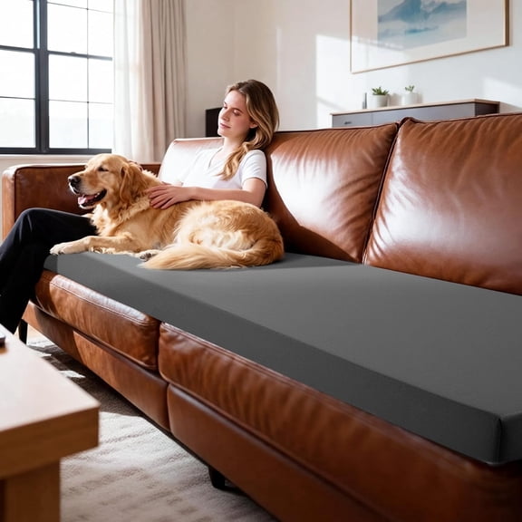 HOMBYS 3 Inch Memory Foam Sofa Topper Pad, Couch Topper Cushion with Washable Cover for Sofa, Couch Cover Pad with Non Slip Bottom (71 Inch)