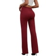 thumbnail image 4 of Sexy Dance Womens Stretchy Dresses Pants Casual Work Slacks Business Button Front Workwear Straight Leg Bootcut Yoga Trousers, 4 of 11
