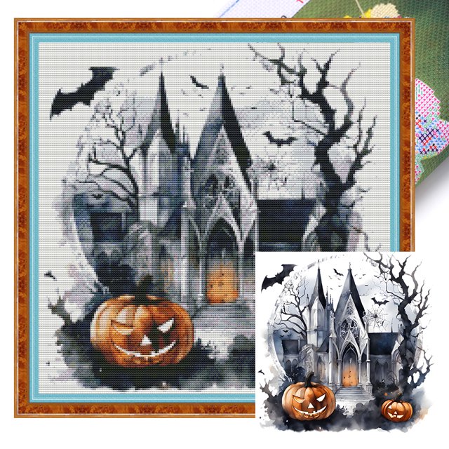 Kit Punto Cruz Festivo Impreso Hilo Algodón Ecológico Bordado 11CT 50x50cm