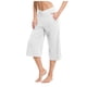 thumbnail image 1 of Pantalones cortos de verano con bolsillos para mujer: pantalones informales de poliéster con cintura elástica y color liso., 1 of 6