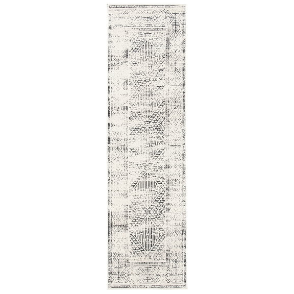 SAFAVIEH Classic Vintage Charlie Diamond Polyester Runner Rug, Beige/Black, 2'3" x 8'