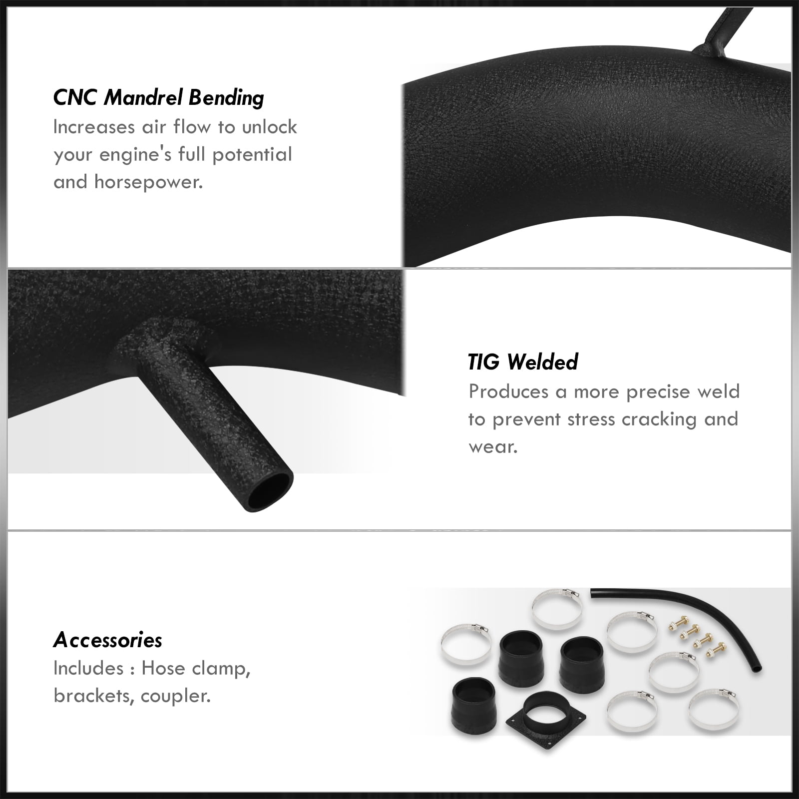 AJP Distributors Cold Air Short Ram Intake CAI SRI JDM Induction System Black Aluminum Piping Pipe + Filter Compatible/Replacement For Nissan Altima L31 2.5L l4 2002 2003 2004 2005 2006 02 03 04 05 06