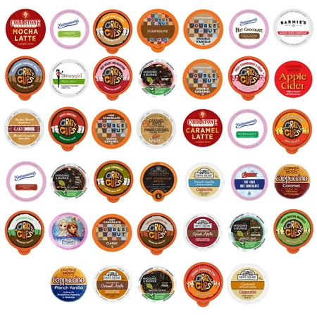 Flavored Coffee, Tea, Hot Cocoa and Cider Single Serve Cups for Keurig K cup Brewers, 40