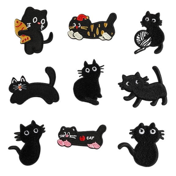 9 Pcs Kitten Embroidered Patches Sew on Patches Cartoon Cats Iron on Patches Applique Patches Sewing Patches