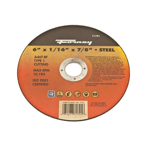Forney 71791 6 x 0.06 in. Cutting & Grinding Wheel