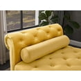 thumbnail image 5 of Knocbel Versatile Velvet Rectangular Sofa Bench With Attached Cylindrical Pillows, Rolled Arms And Solid Wood Legs, Also As Ottoman For Living Room, 82.3"W x 31.9"D x 27.2"H Yellow, 5 of 9