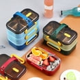 thumbnail image 2 of Caja Bento Ounissouiy de acero inoxidable tres capas Estilo japonés color azul, 2 of 6