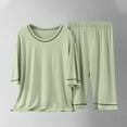 thumbnail image 2 of HVOBTTY Kid's Soft Daily Outdoor Sets, Toddler Summer Outfit Sets, Kids Casual Solid Color Lightweight Round Neck 3/4 Sleeve Top and Long Pants 2 Piece Sports Outfits Sets Green, 6-7 Years, 2 of 5