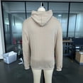 thumbnail image 2 of Yutgune Men's Cable Knit Pullover Hoodie, Textured Long Sleeve Hooded Sweater with Drawstring and Kangaroo Pocket, 2 of 7