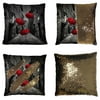 YKCG Red Umbrellas Flying with Wind and Rain on Dark Narrow Street Reversible Mermaid Sequin Pillow Case Pillow Cover 20x20 inches