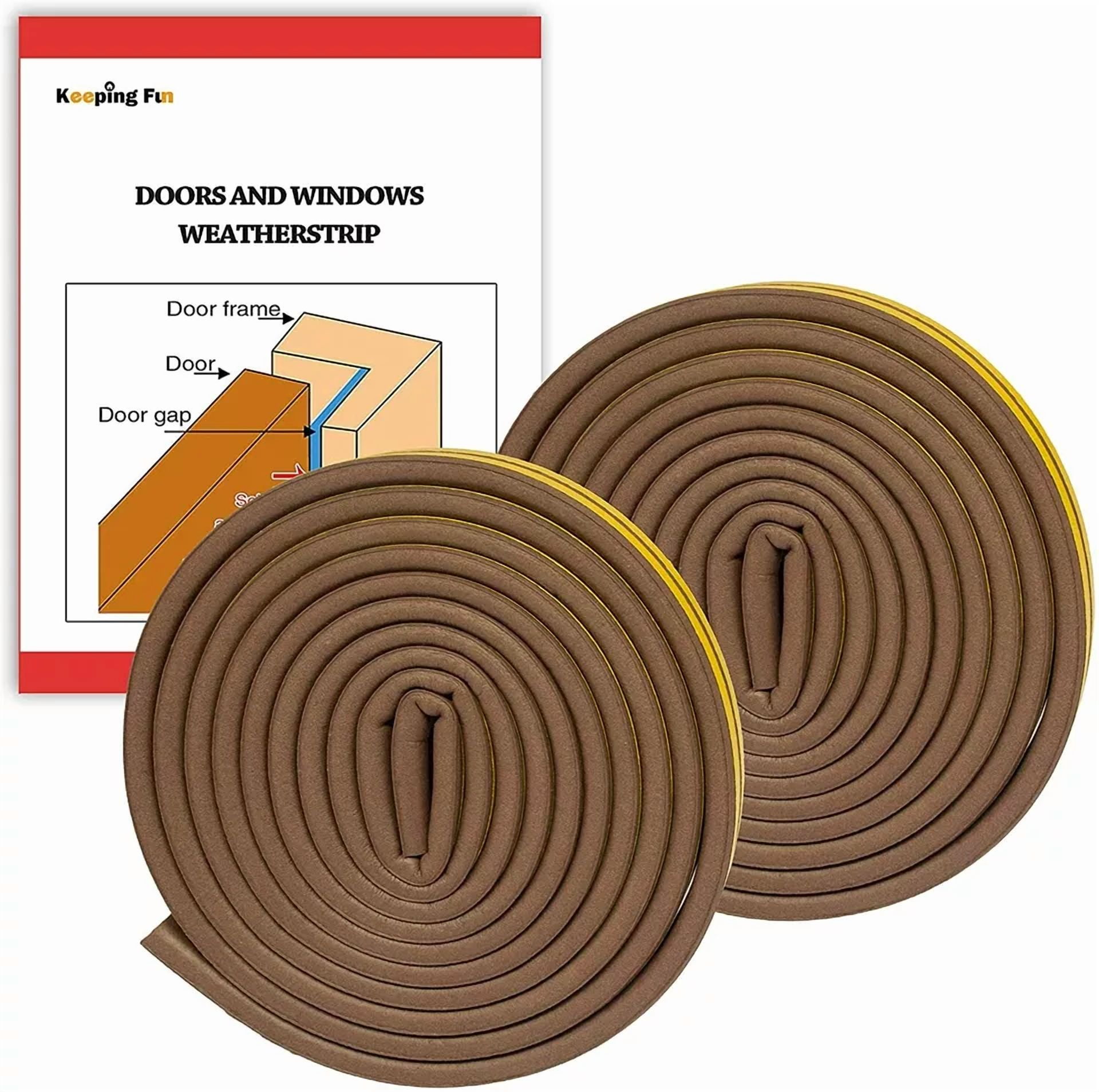 CRESTIN- 33Ft. Self Adhesive Brown Weather Stripping, Insulation For Doors & Windows
