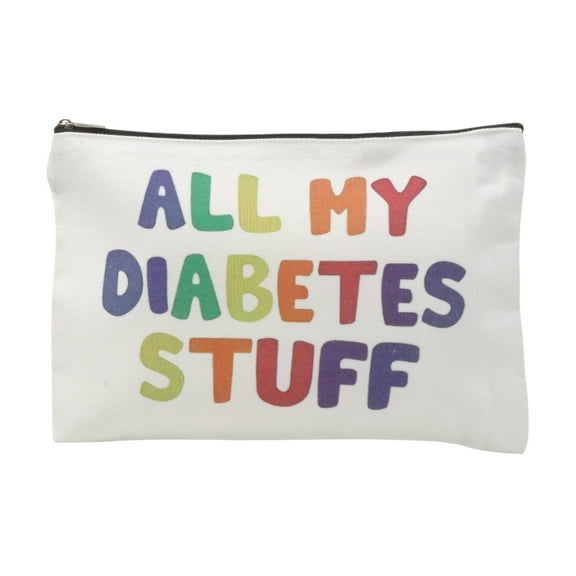 Unique Bargains 1 Pc Durable Floral Letter Makeup Bag White Canvas