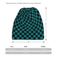 thumbnail image 3 of KLL Black And Teal Checkerboard Pirnt Wicking Running Beanie Head Wrap Cycling Bandana for Men Women, 3 of 8