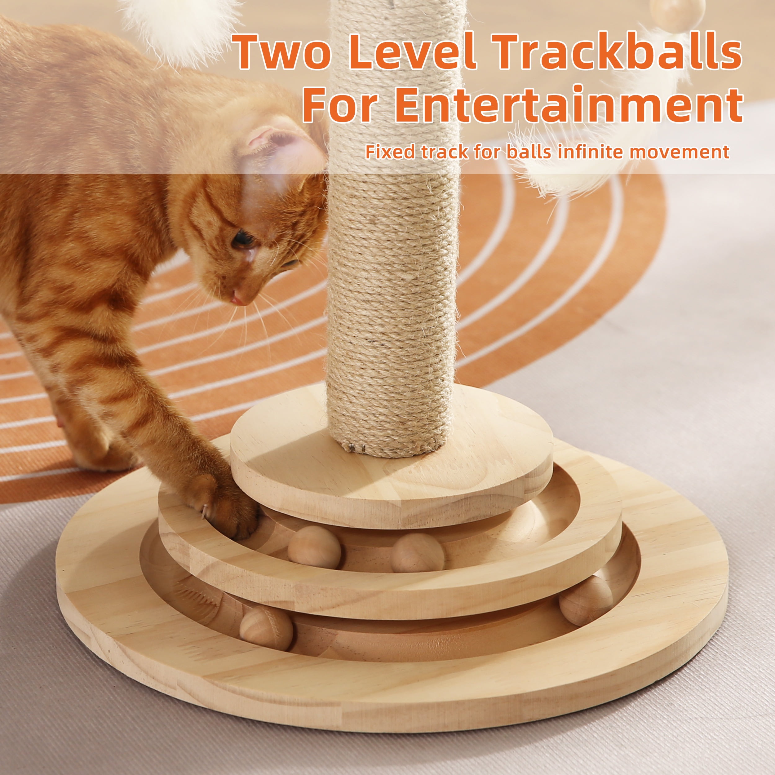 Vibrant Life Assembly Required Particle Board & Sisal Cat Scratching Posts Set with Wood balls, Brown Animal (1 Pack)