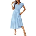 thumbnail image 1 of Vestido PRETTYGARDEN de Verano Cruzado con Cuello en V y Volantes XL, 1 of 7