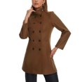 thumbnail image 2 of Winter Trench Coats for Women's Casual Stand Collar Pea Double Breasted Overcoat XL Dark Brown, 2 of 5