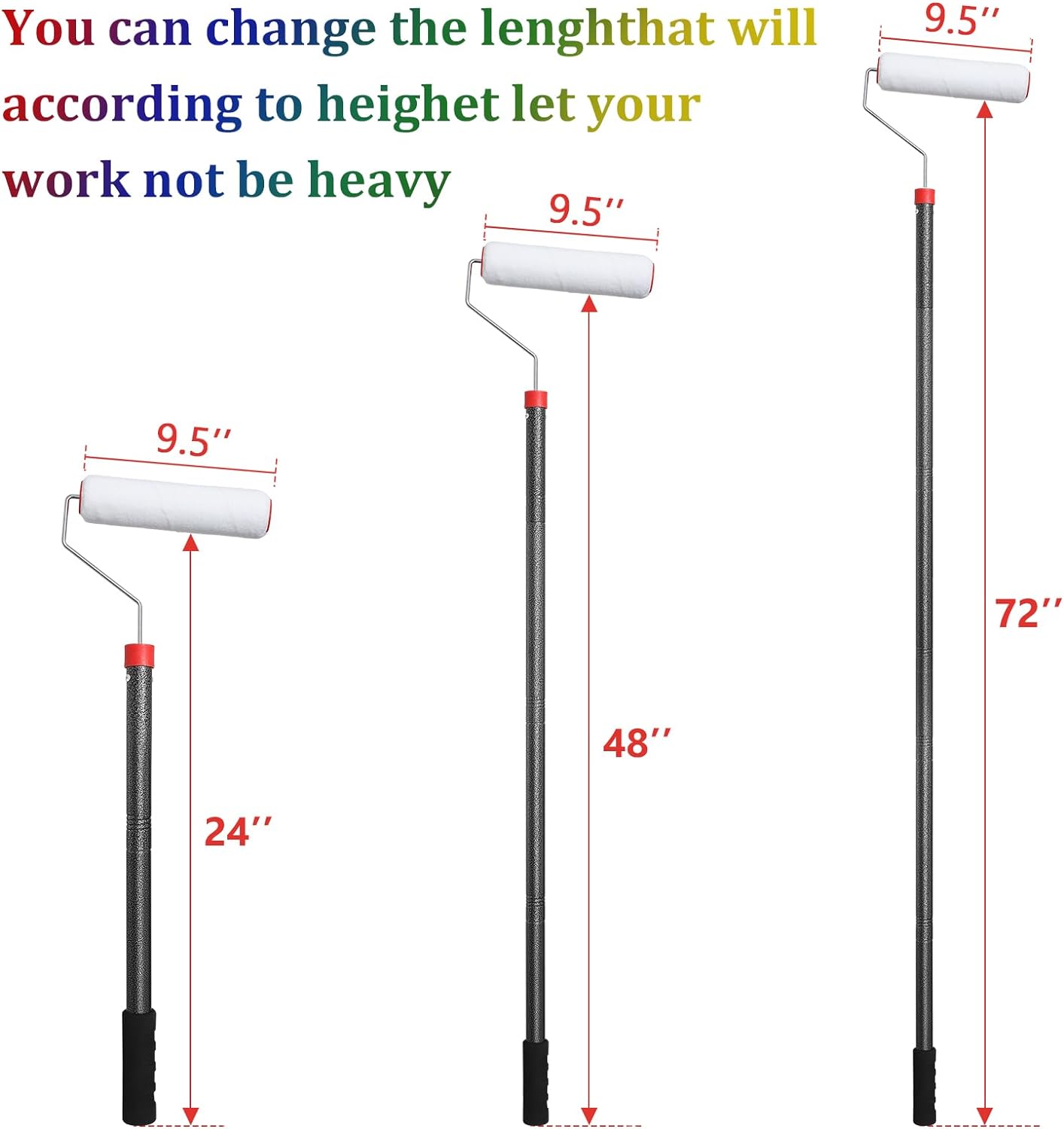 Paint Roller Kit with 4 Ft Extension Poles and Microfiber Covers photo 2