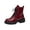 Wine, variant on Women's Platform Combat Boots Stylish Fashion Lace-Up Ankle Short Bootie Punk Motorcycle Leather Boots for Fall Winter