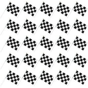 25pcs Sports Events Flags Checkered Race Flags Polyester Flags Match Party Waving Flags with Sticks