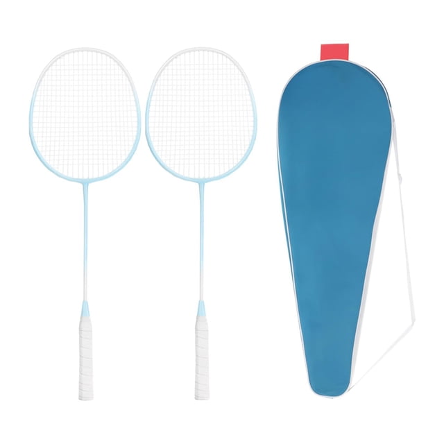 Siruishop Luminous Badminton Rackets Set Anti Slip Handle Lightweight Glow in The Dark Light Blue