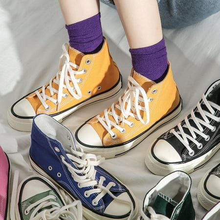 1970s replica canvas shoes couple wild student casual shoes high-top belt trend pop flat white (Best Replica Designer Shoes)