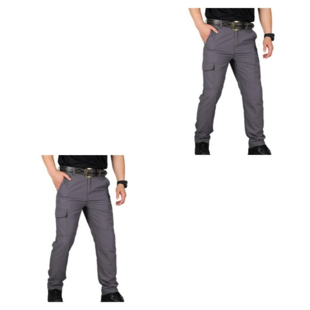 Qarigey Pantalones cargo para hombre, ropa deportiva de secado rápido, monos de entrenamiento para senderismo Gris SG 2piezas