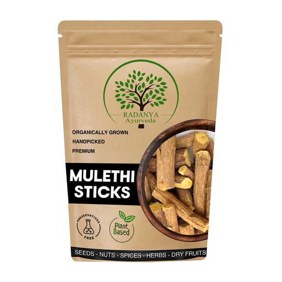 RADANYA Ayurveda Mulethi Stick For Eating - 100 Gm - Licorice Roots Organic for Throat