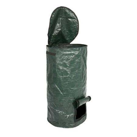 

Tote Strap Garbage Storage Fermentation Bag Portable Garden Leaf Trash Grass Collection Bucket with Zipper Cover Hook and Loop Flap Cover for Garden Courtyard (Green 45x80cm)