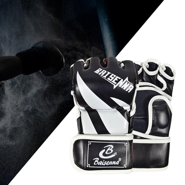 Guantes MMA Entrenamiento Guantes de boxeo Guantes de lucha Entrenamiento abiertas Blanco negro Cola Guantes de boxeo