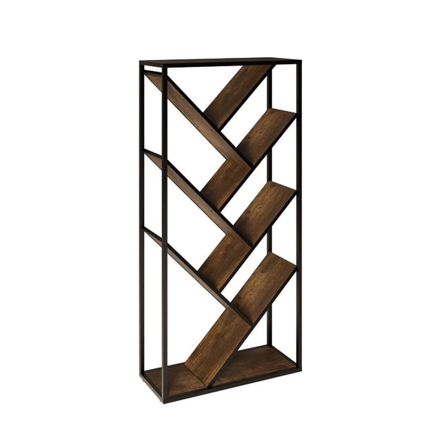 Mubson Librero con 7 Repisas en Diagonal para Sala o Recamara Arat