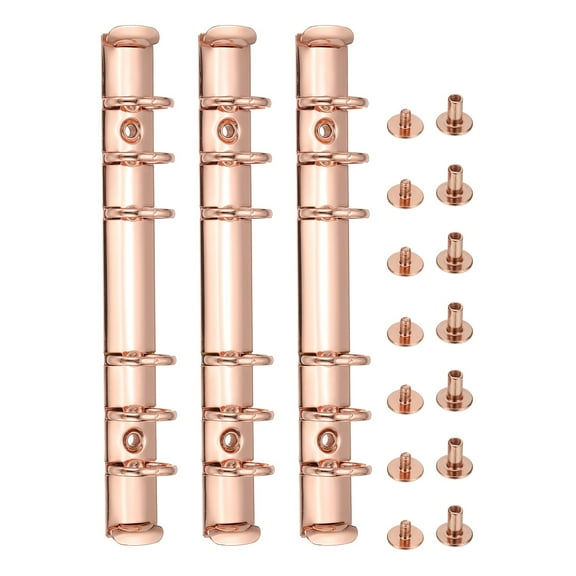 6 Holes Ring Binder, A6 Notebook 20mm Binder Mechanisms, Rose Gold, 3 Set