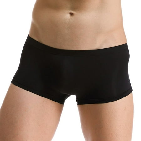

HEVIRGO Men s Solid Color Seamless Boxer Briefs See-through U Convex Underwear Shorts
