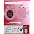 thumbnail image 2 of ROUND Resin Toilet Seat Glitter Pink Soft Close Quick Release Adjustable Metal Hinge Easy to Install also Easy to Clean Decorative Acrylic Seats (17 Inch, Pink Glitter, Ugraded hinge), 2 of 17