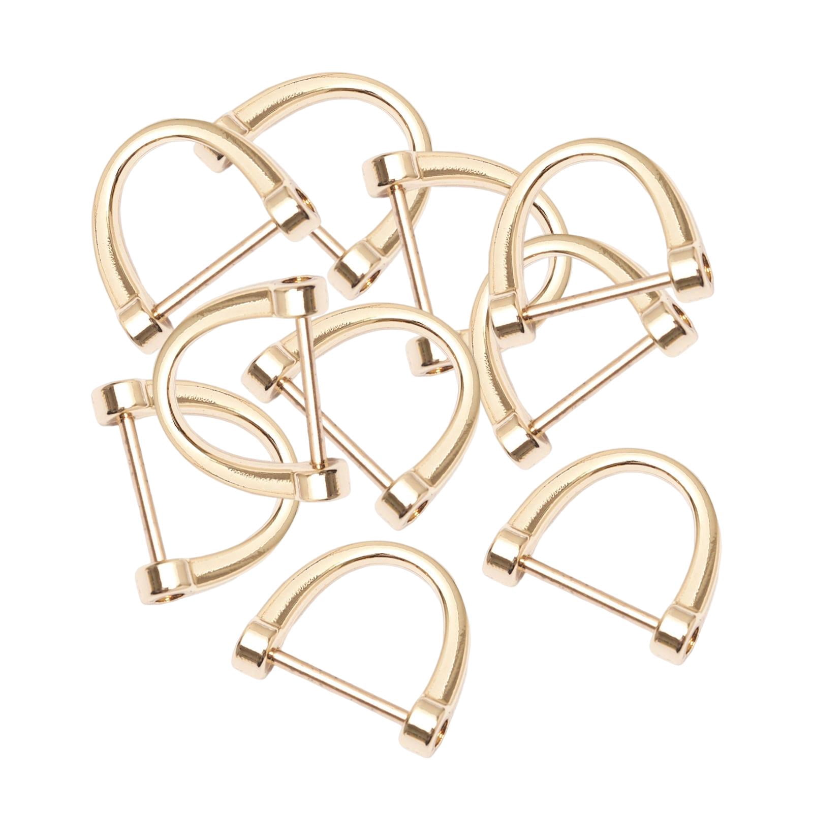 Milageto 3x10 Pieces D Rings Keychain Buckles for DIY Backpacks Replacement Golden 4 Pcs
