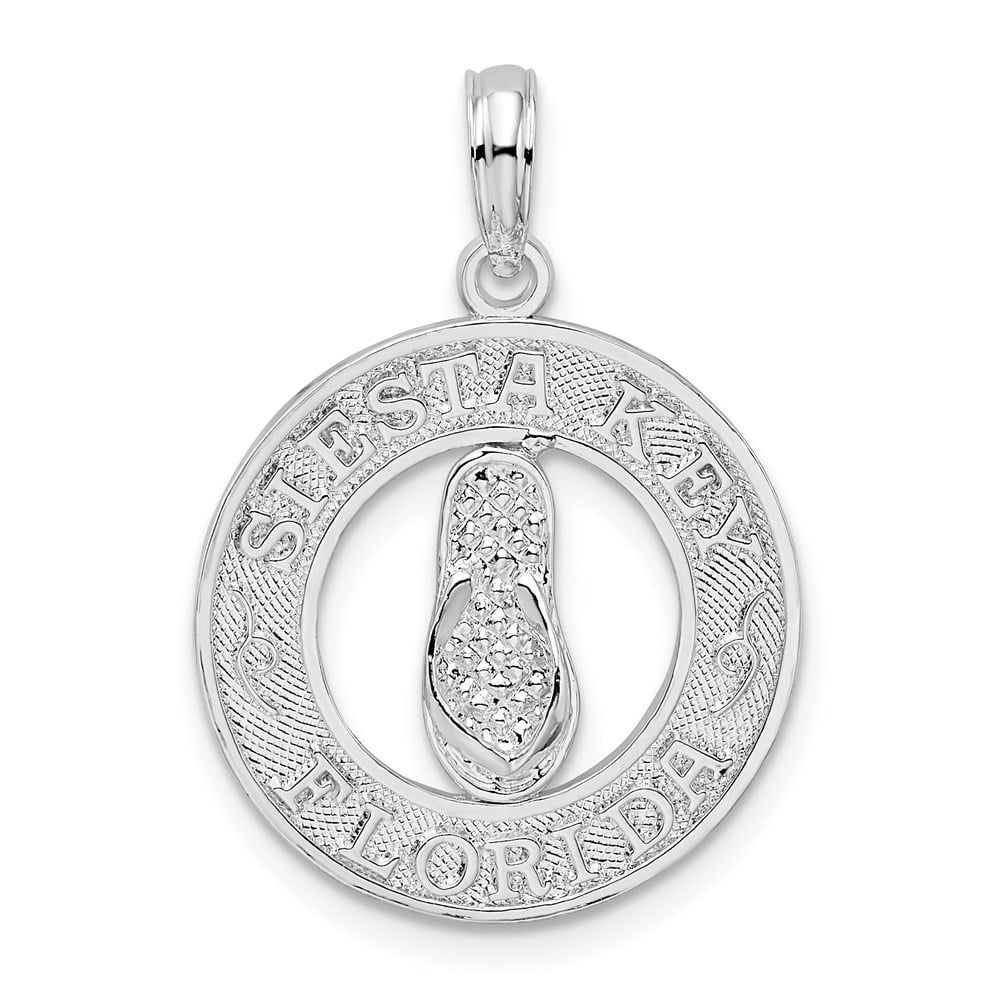925 Sterling Silver Nautical Charm Pendant Double Flip-Flop  Textured