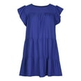 thumbnail image 4 of Jinhomg Women's Vacation Dress Casual Solid Color Tiered Midi Dresses Loose Fit Comfy Ruffle Short Sleeve Swing Sundress 2025 Holiday Beach Dress Seasonal Sale L Blue, 4 of 7