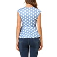 thumbnail image 3 of INSPIRE CHIC Haut à Pois Sans Manches à Col en V à Nouer devant Portefeuille pour Femme m Bleu Pâle, 3 of 6