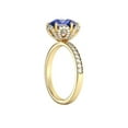 thumbnail image 2 of Lab Created Blue Sapphire 2.00 ctw Engagement Ring with Diamonds 14K Yellow Gold Flower Vintage Halo, 2 of 4