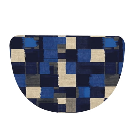 24&times;36in Flannel Semicircle Mat Absorbent Cleaning Maintenance And Durable Thick Dropping Easily Plaid Fall Camo Royalblue_3