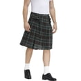 thumbnail image 2 of YAYUBA Men's Kilt for Men Retro Scottish Style Plaid Contrast Waistband Pleated Skirt, Brown, 2 of 7