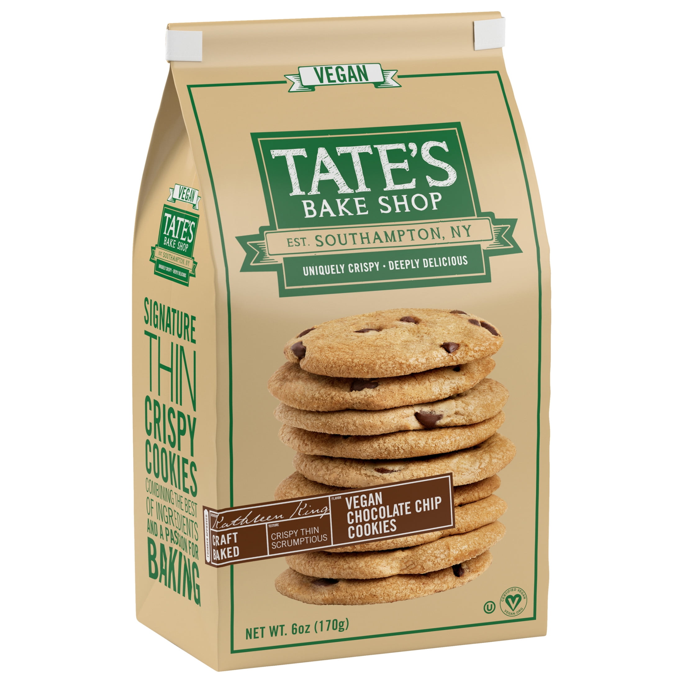 (3 pack) Tate's Bake Shop Chocolate Chip Vegan Cookies, 6 oz