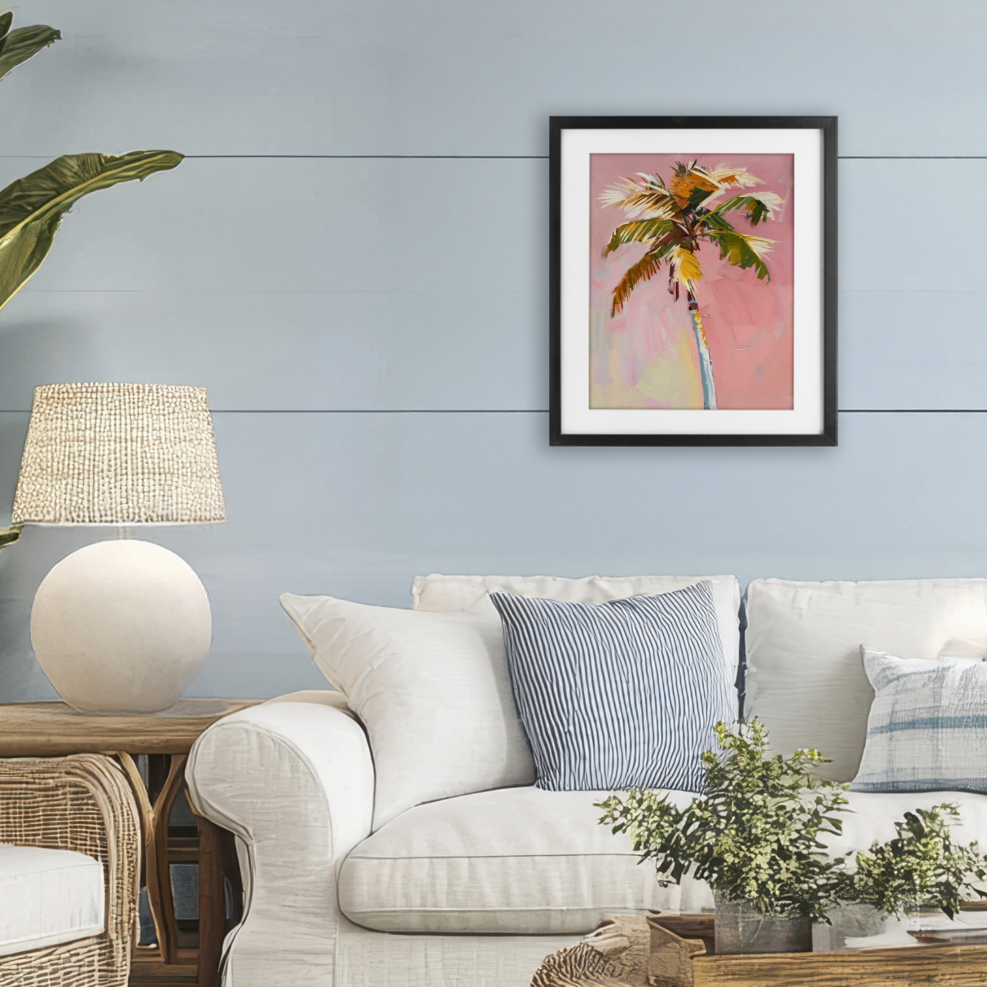 Stupell Industries Pink Palm Summer Oasis Black Framed Print Under Glass, design by The Prints Vibe