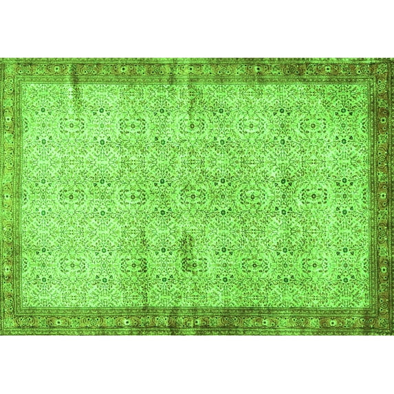 Ahgly Company Indoor Rectangle Oriental Green Traditional Area Rugs, 8' x 12'