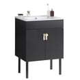 thumbnail image 2 of 24" Bathroom Vanity With Metal Leg,With White Ceramic Basin,Two Soft Close Cabinet Doors, Solid Wood,Excluding Faucets,Black, 2 of 9