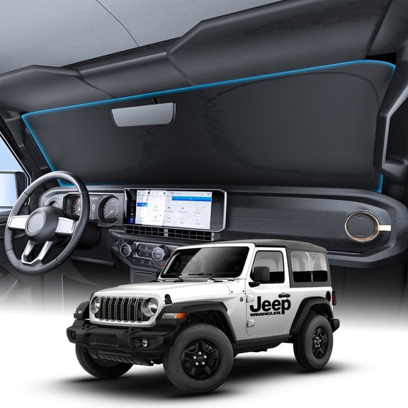 Witem Windshield Sun Shade for Jeep Wrangler (2018-2026), Custom Fit 100% Coverage, Blocks Sunlight & Reflects Heat, Keeps Your Car Cooler & Protected