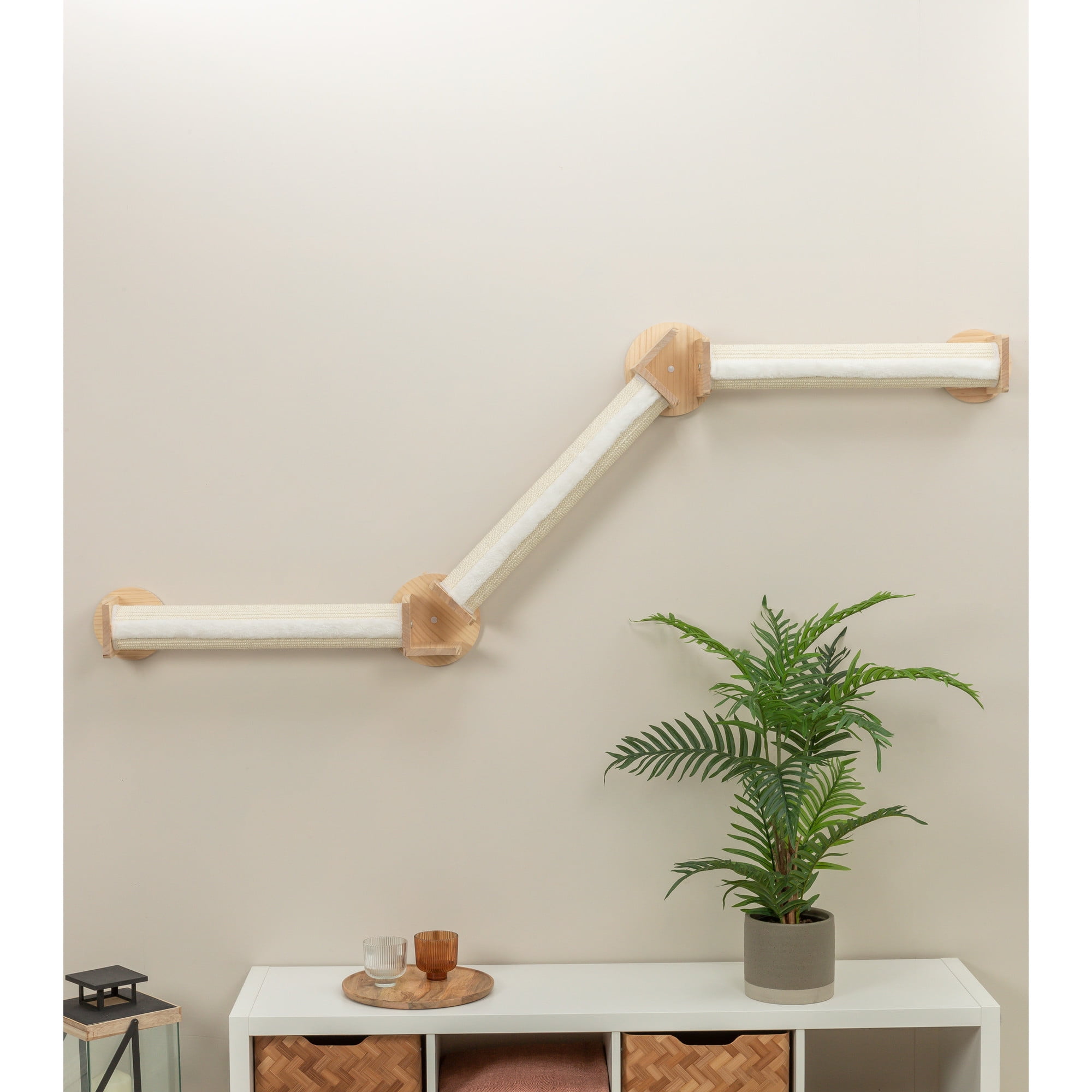 TRIXIE Wall Set 2 Multi-Level Wall Mounted Cat Perch System with 3 Sisal Posts, Natural
